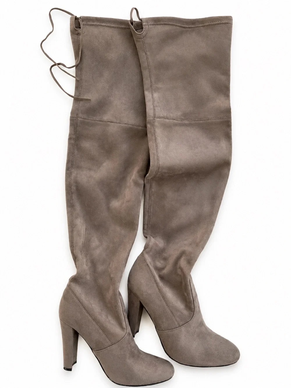 Steve Madden Suede Over-the-Knee High Heel Boots - Taupe US 7.5